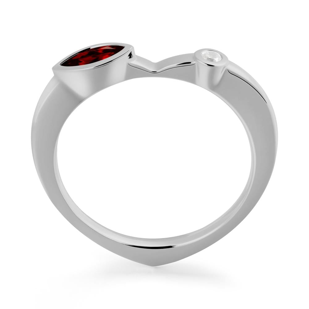 Bezel Set Marquise Garnet Promise Ring - LUO Jewelry #metal_platinum