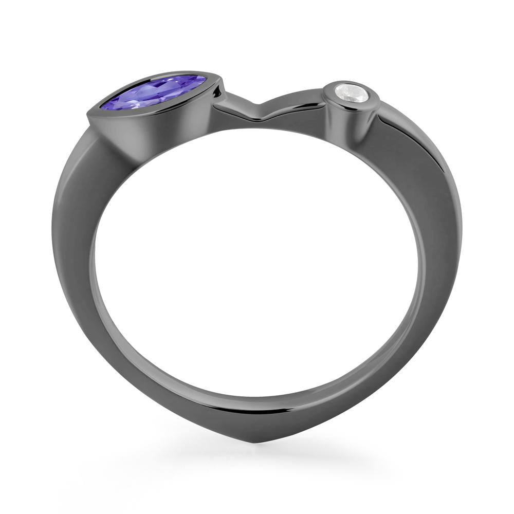 Tanzanite Ring with Hidden Heart Design - LUO Jewelry #metal_black finish sterling silver