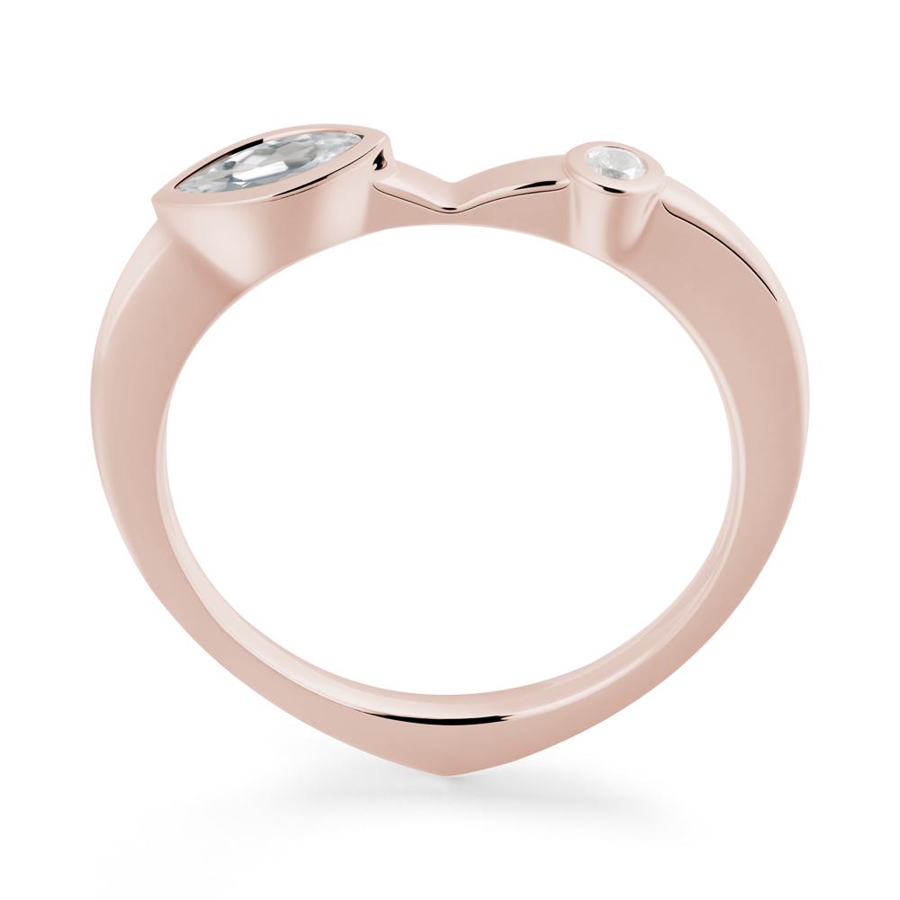 Bezel Set Marquise White Topaz Promise Ring - LUO Jewelry #metal_14k rose gold