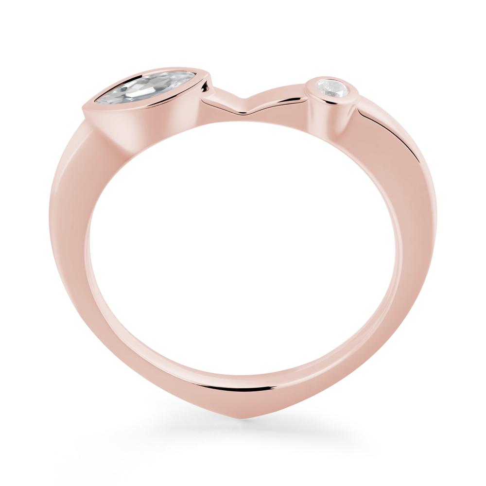 Bezel Set Marquise White Topaz Promise Ring - LUO Jewelry #metal_18k rose gold