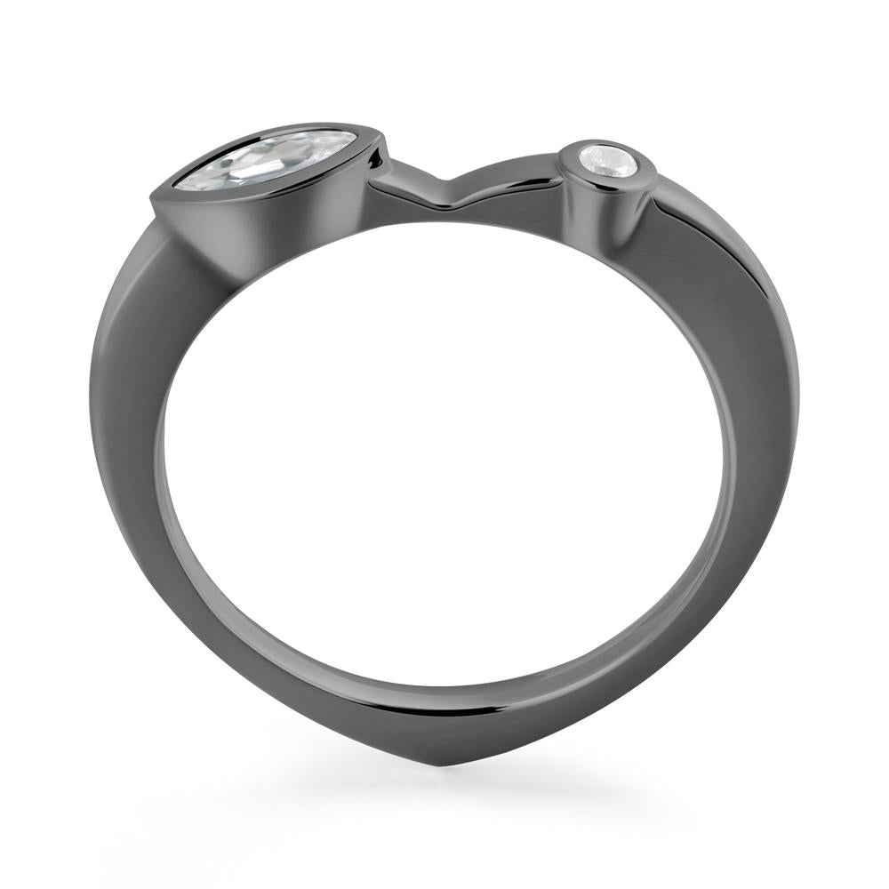 Bezel Set Marquise White Topaz Promise Ring - LUO Jewelry #metal_black finish sterling silver