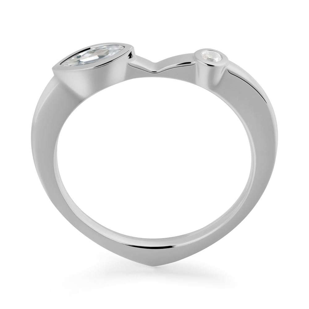 Bezel Set Marquise White Topaz Promise Ring - LUO Jewelry #metal_platinum
