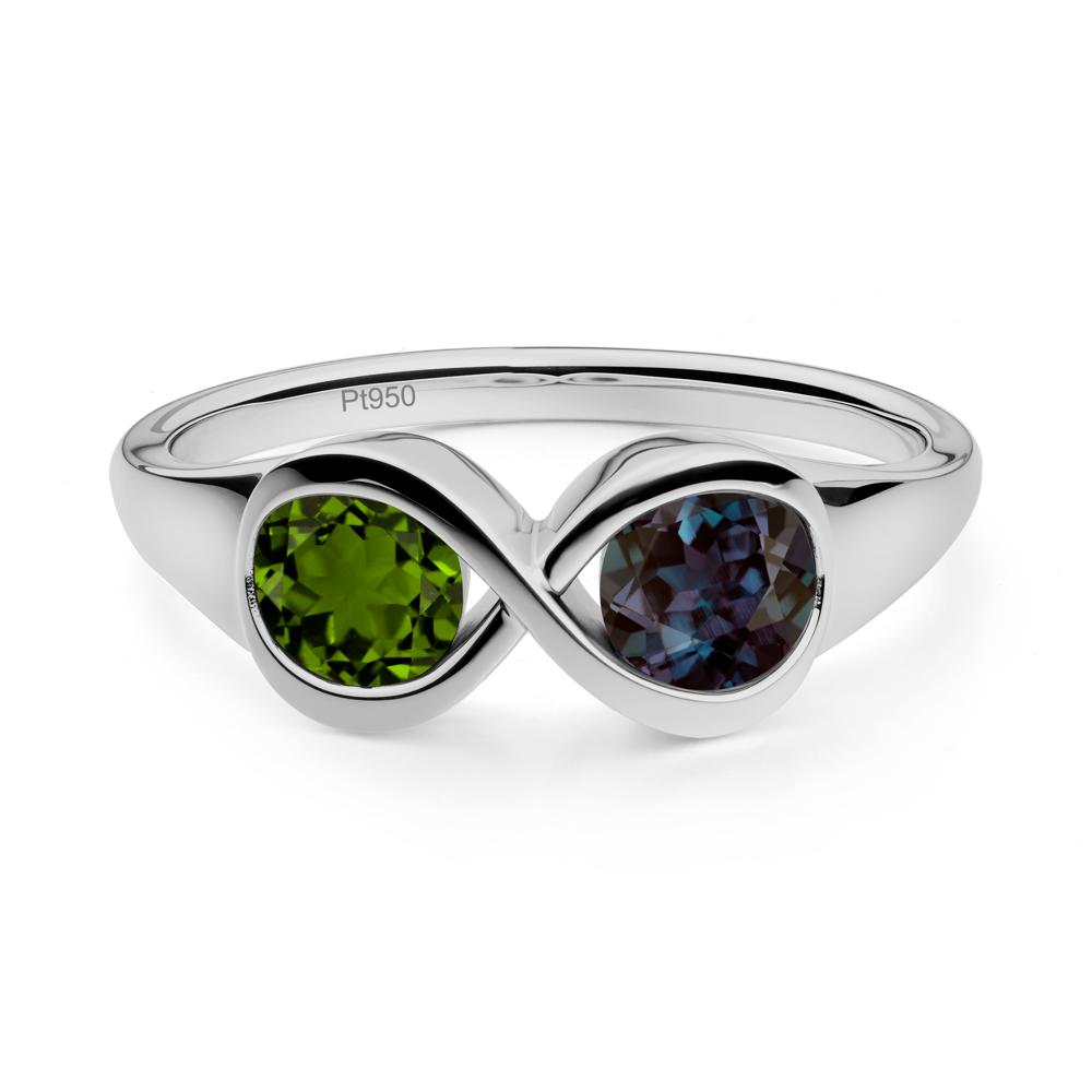 Round Alexandrite and Diopside Infinity Ring - LUO Jewelry #metal_platinum