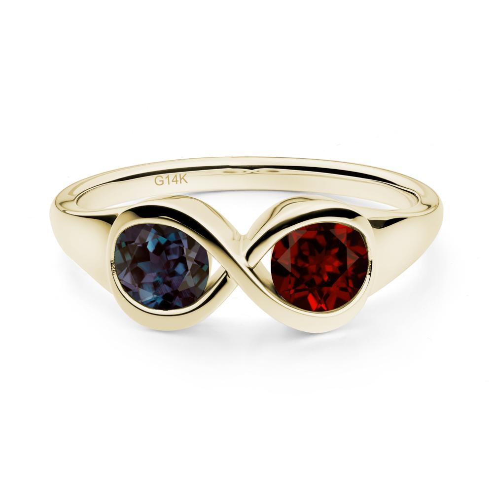 Infinity Toi Et Moi Alexandrite and Garnet Ring - LUO Jewelry #metal_14k yellow gold