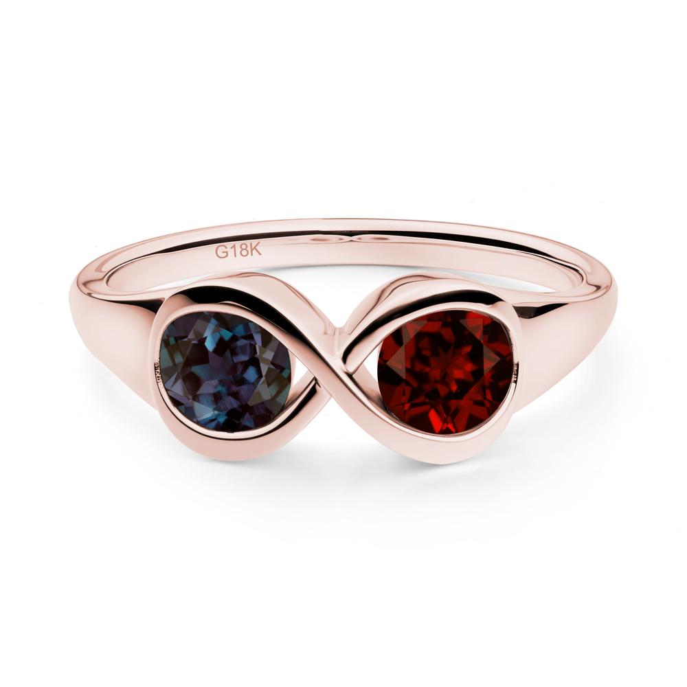 Infinity Toi Et Moi Alexandrite and Garnet Ring - LUO Jewelry #metal_18k rose gold