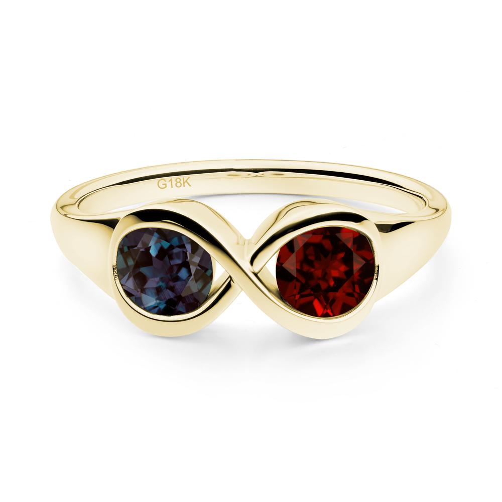 Infinity Toi Et Moi Alexandrite and Garnet Ring - LUO Jewelry #metal_18k yellow gold