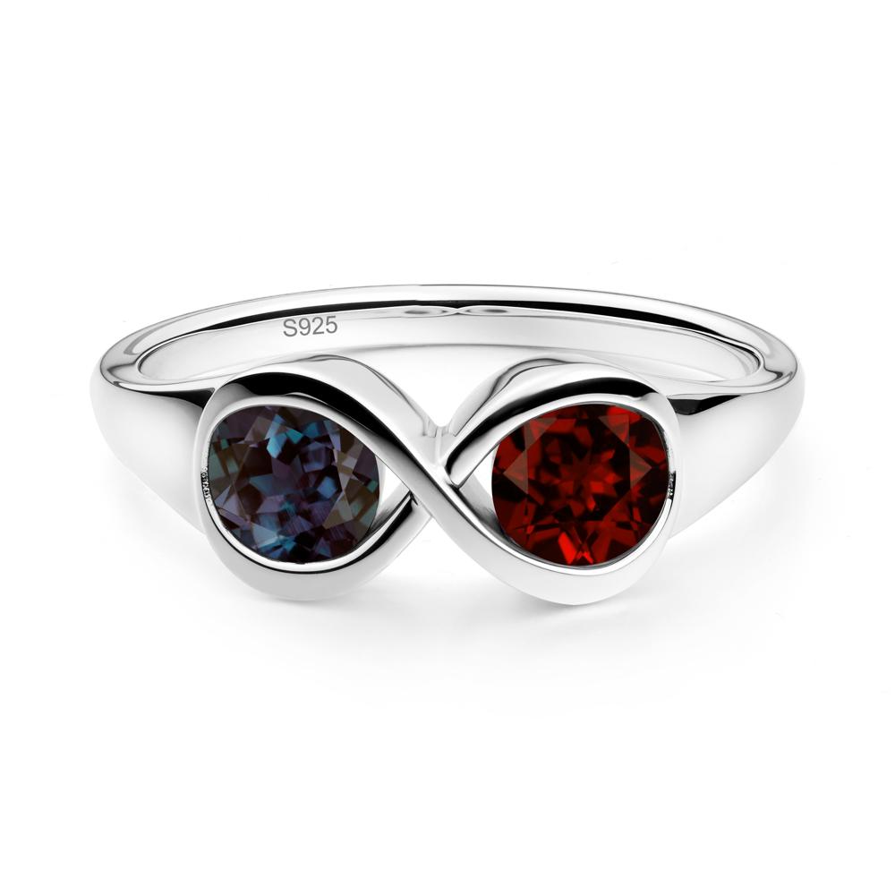 Infinity Toi Et Moi Alexandrite and Garnet Ring - LUO Jewelry #metal_sterling silver