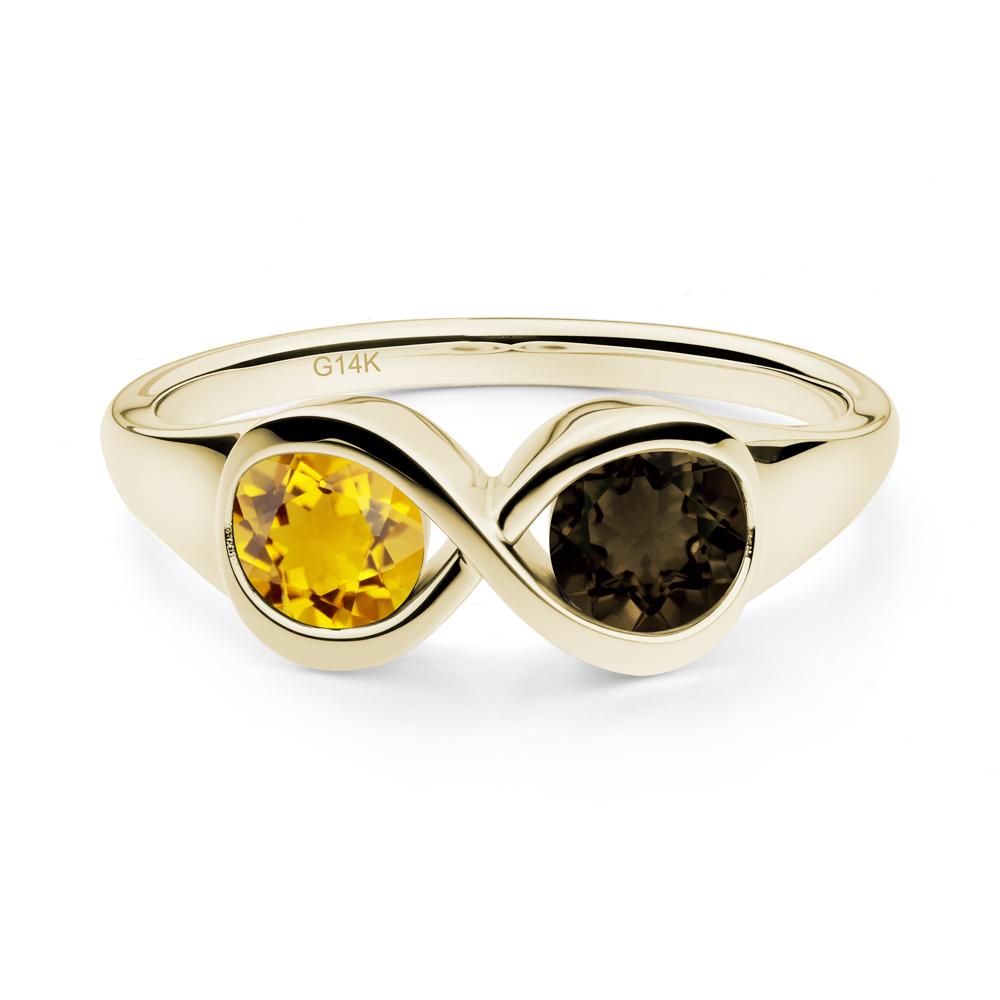 Citrine and Smoky Quartz Toi Et Moi Infinity Ring - LUO Jewelry #metal_14k yellow gold