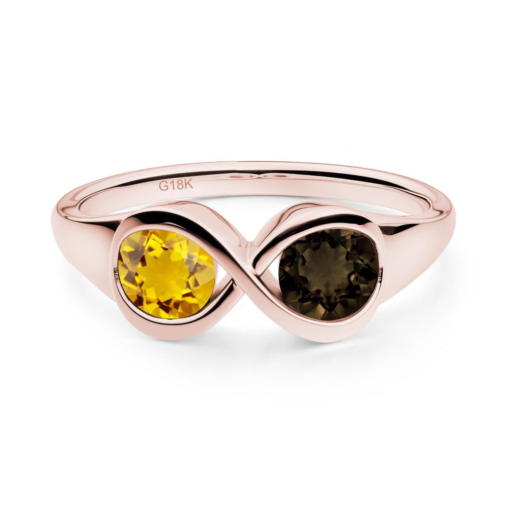Citrine and Smoky Quartz Toi Et Moi Infinity Ring - LUO Jewelry #metal_18k rose gold