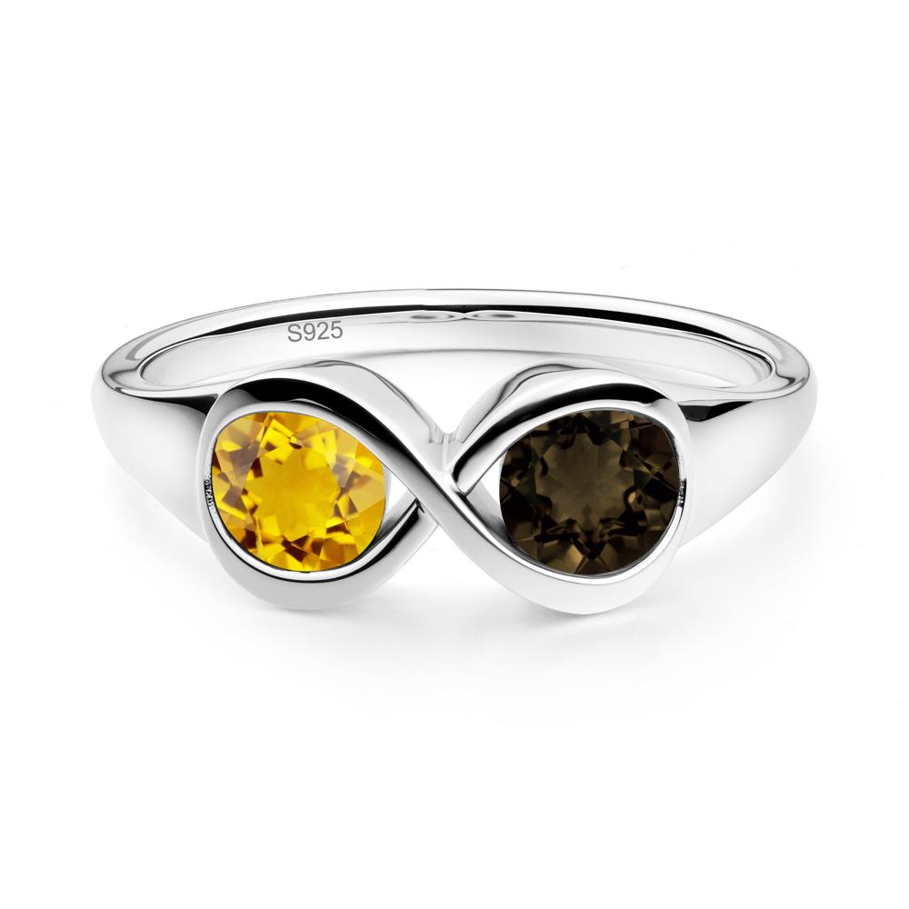 Citrine and Smoky Quartz Toi Et Moi Infinity Ring - LUO Jewelry #metal_sterling silver