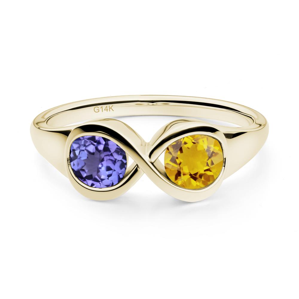 Round Citrine and Tanzanite Infinity Ring - LUO Jewelry #metal_14k yellow gold