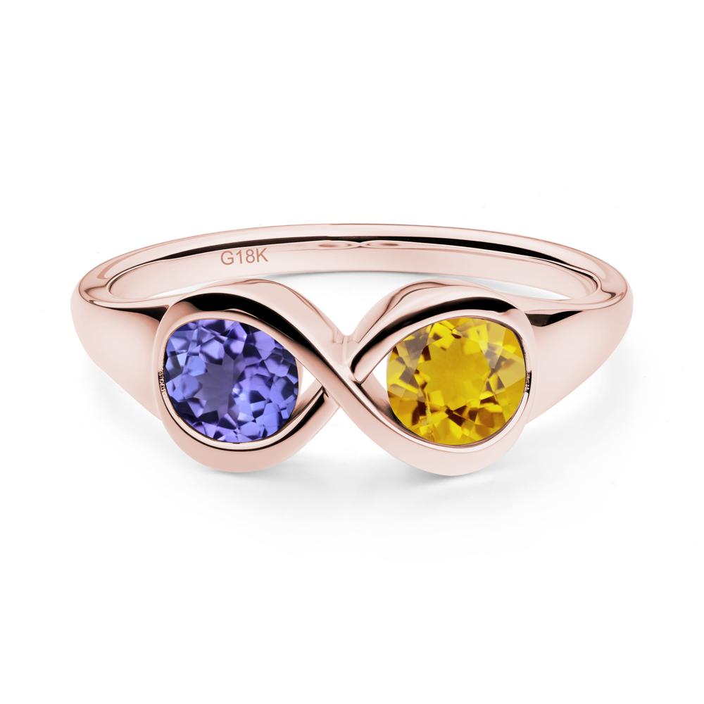 Round Citrine and Tanzanite Infinity Ring - LUO Jewelry #metal_18k rose gold