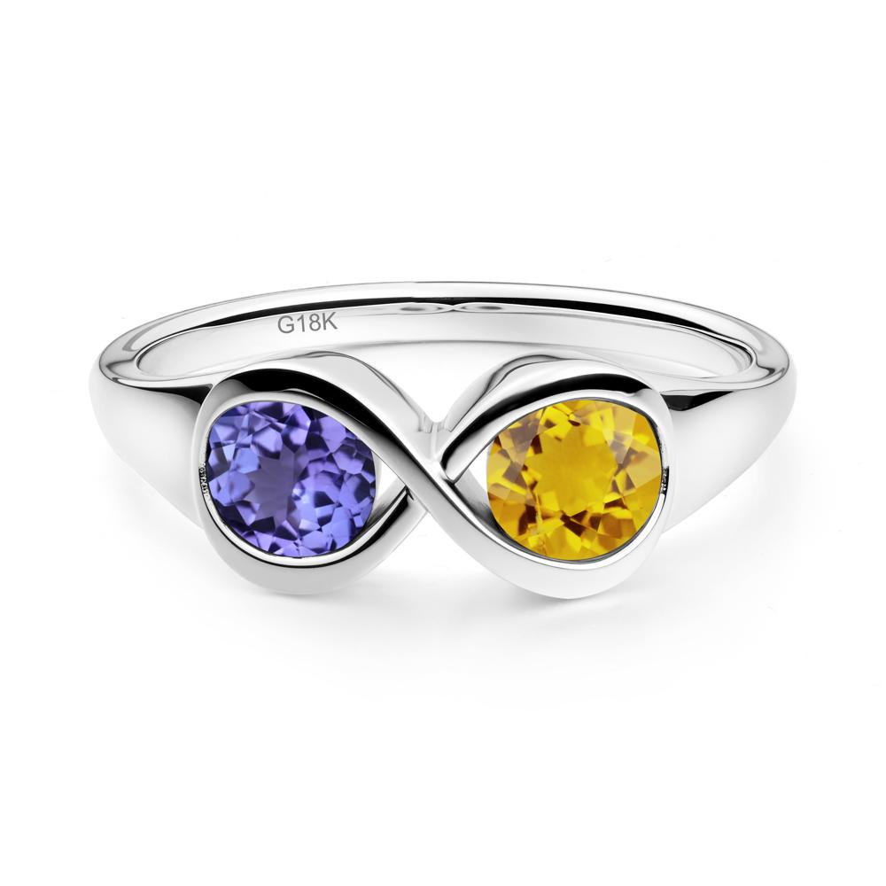 Round Citrine and Tanzanite Infinity Ring - LUO Jewelry #metal_18k white gold