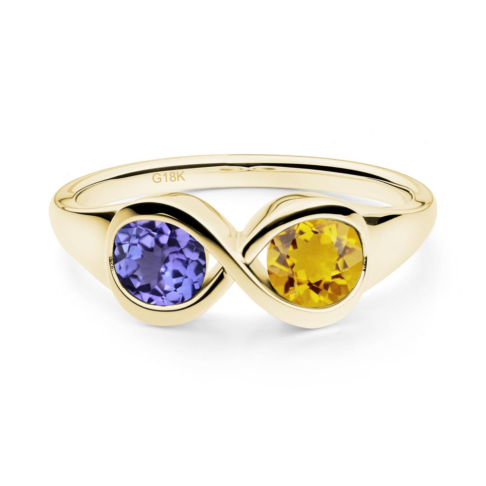 Round Citrine and Tanzanite Infinity Ring - LUO Jewelry #metal_18k yellow gold