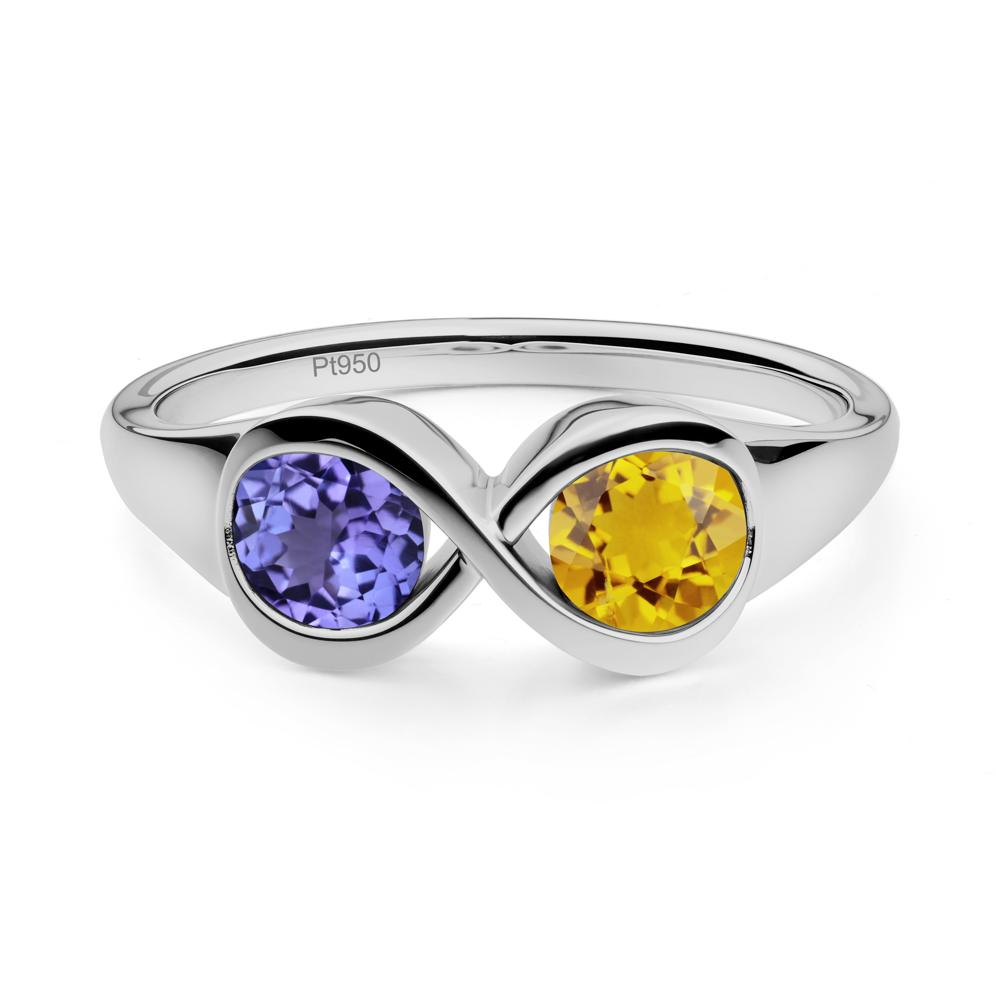 Round Citrine and Tanzanite Infinity Ring - LUO Jewelry #metal_platinum