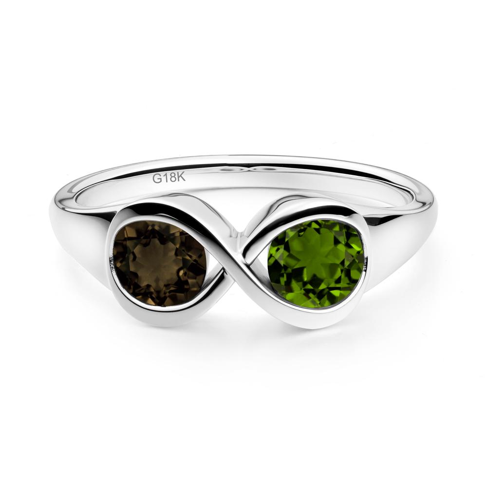 Infinity Toi Et Moi Diopside and Smoky Quartz Ring - LUO Jewelry #metal_18k white gold
