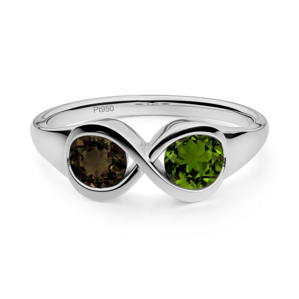 Infinity Toi Et Moi Diopside and Smoky Quartz Ring - LUO Jewelry #metal_platinum