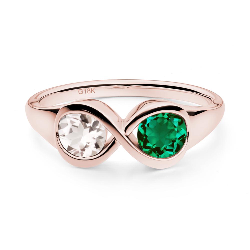 Infinity Toi Et Moi Emerald and Morganite Ring - LUO Jewelry #metal_18k rose gold