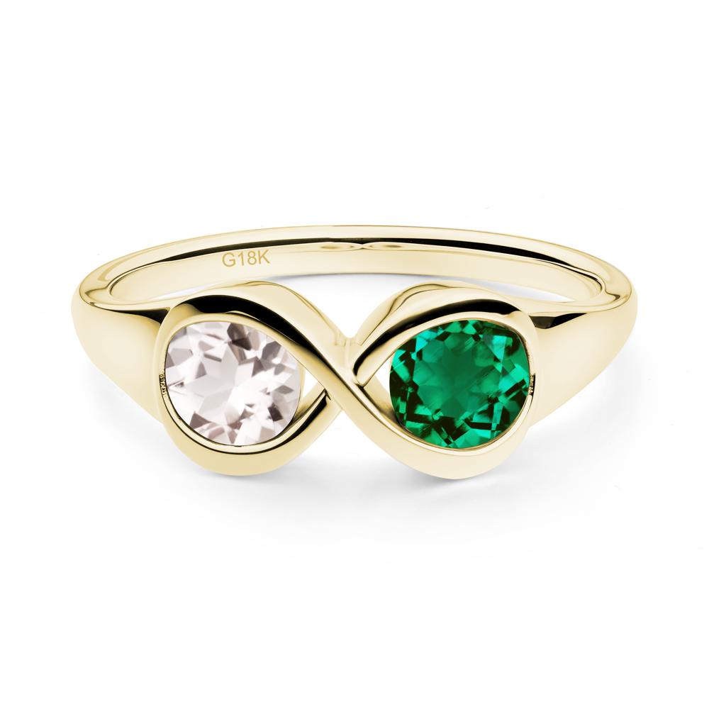 Infinity Toi Et Moi Emerald and Morganite Ring - LUO Jewelry #metal_18k yellow gold