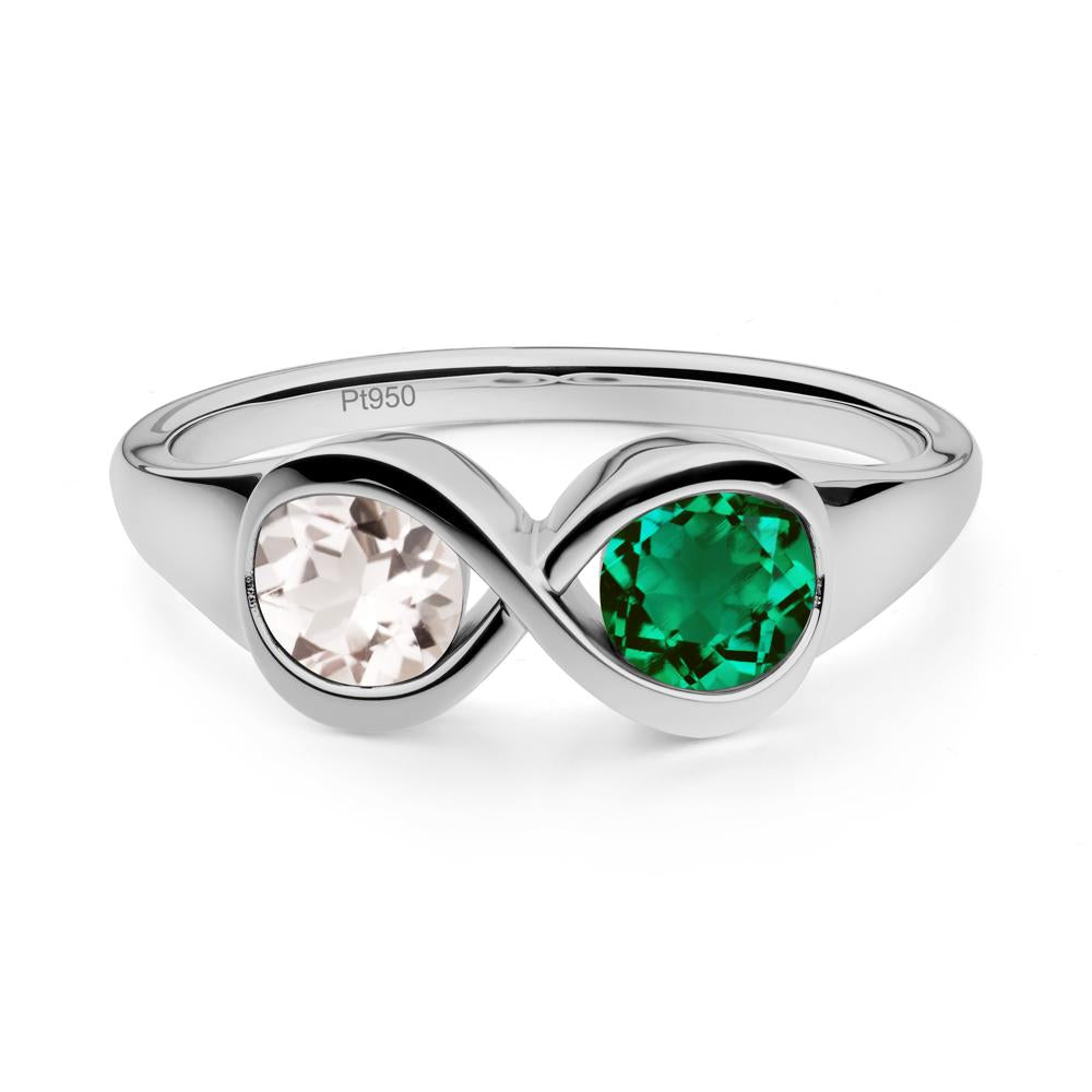 Infinity Toi Et Moi Emerald and Morganite Ring - LUO Jewelry #metal_platinum