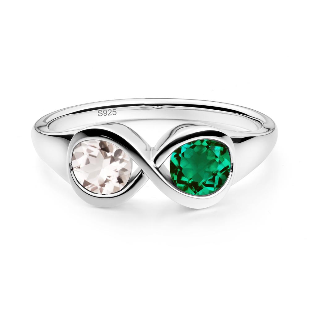 Infinity Toi Et Moi Emerald and Morganite Ring - LUO Jewelry #metal_sterling silver