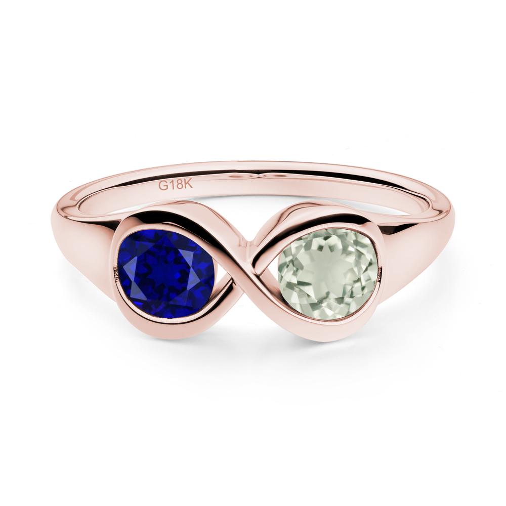 Green Amethyst and Sapphire Toi Et Moi Infinity Ring - LUO Jewelry #metal_18k rose gold