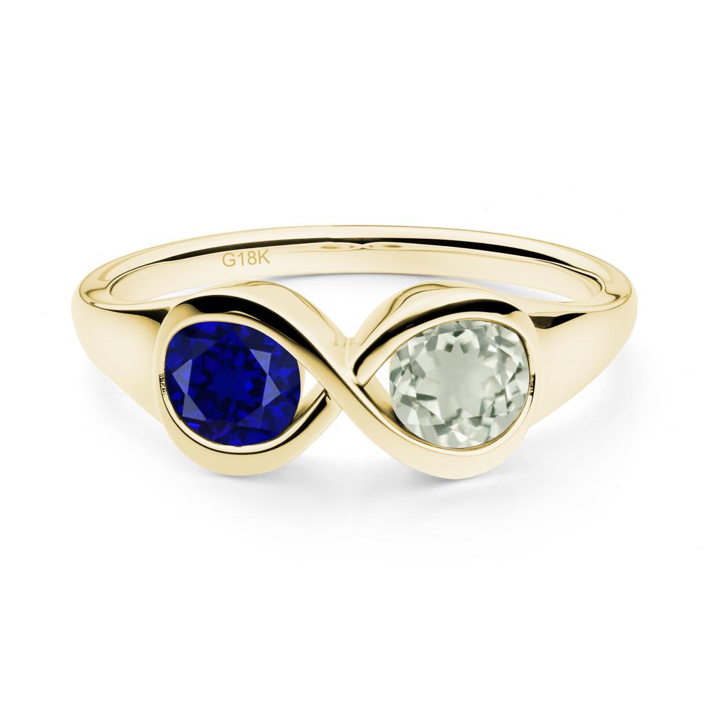 Green Amethyst and Sapphire Toi Et Moi Infinity Ring - LUO Jewelry #metal_18k yellow gold