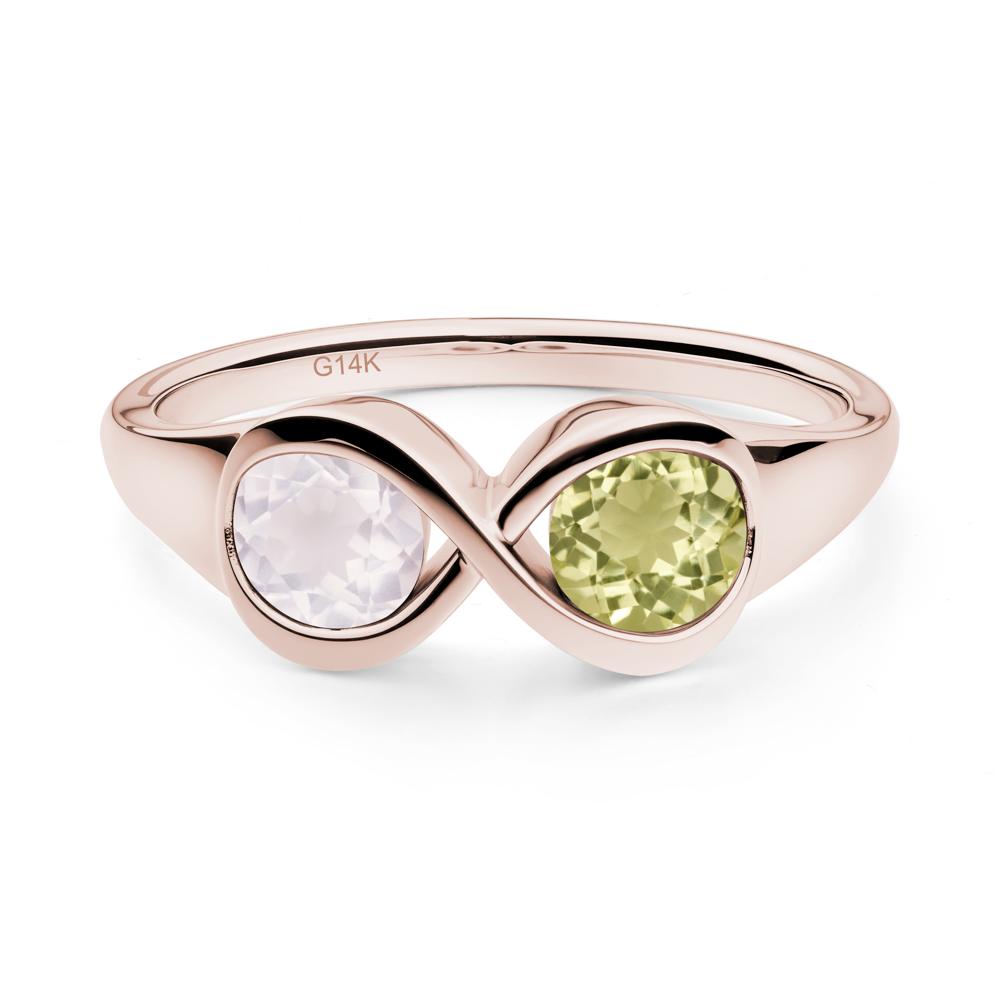 Infinity Toi Et Moi Lemon Quartz and Rose Quartz Ring - LUO Jewelry #metal_14k rose gold
