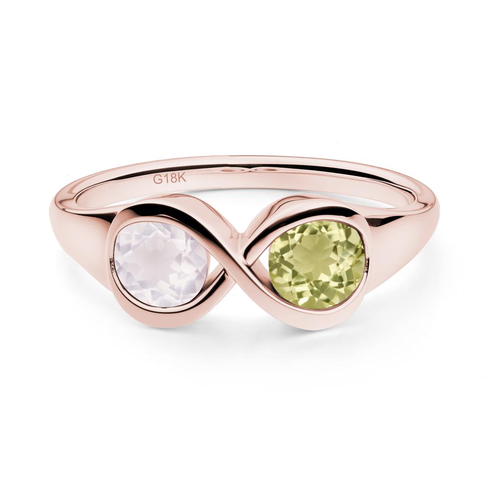 Infinity Toi Et Moi Lemon Quartz and Rose Quartz Ring - LUO Jewelry #metal_18k rose gold