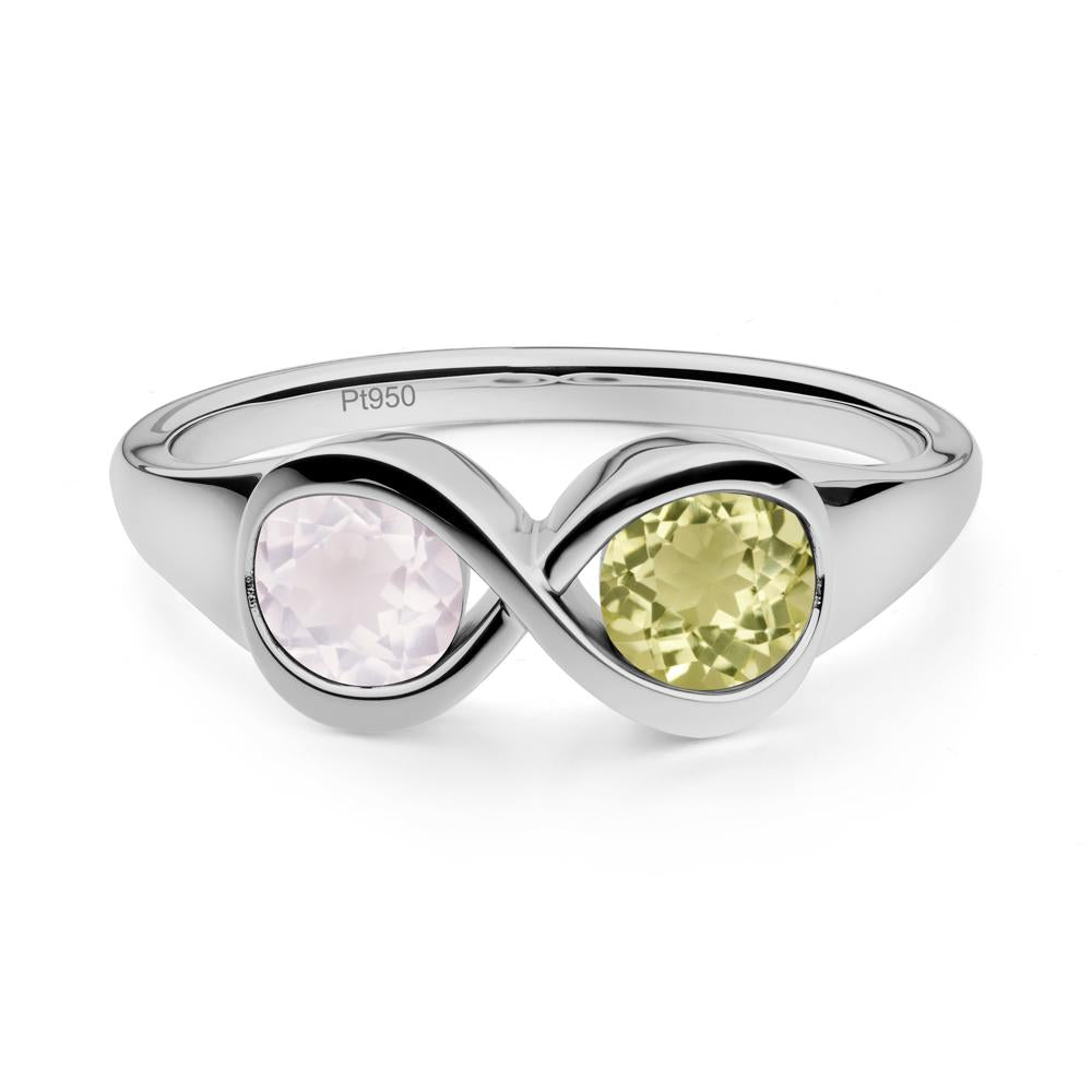 Infinity Toi Et Moi Lemon Quartz and Rose Quartz Ring - LUO Jewelry #metal_platinum
