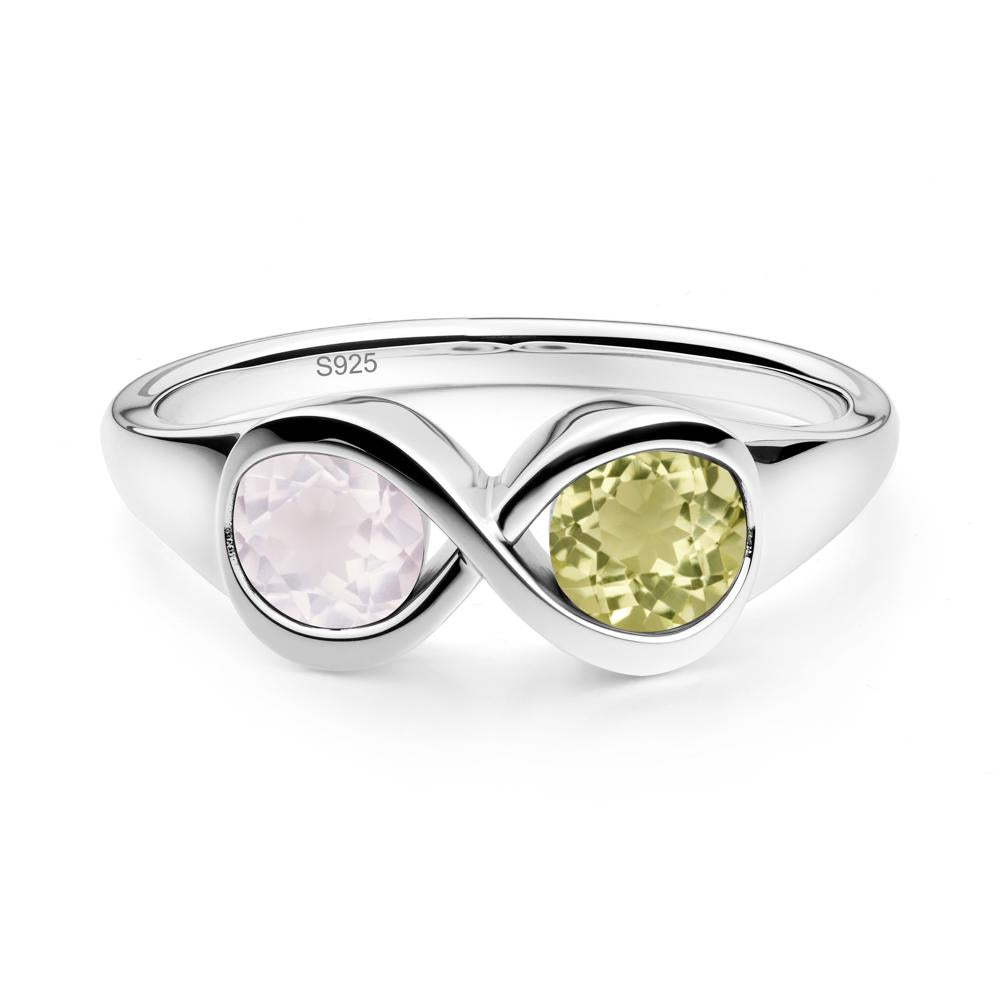 Infinity Toi Et Moi Lemon Quartz and Rose Quartz Ring - LUO Jewelry #metal_sterling silver