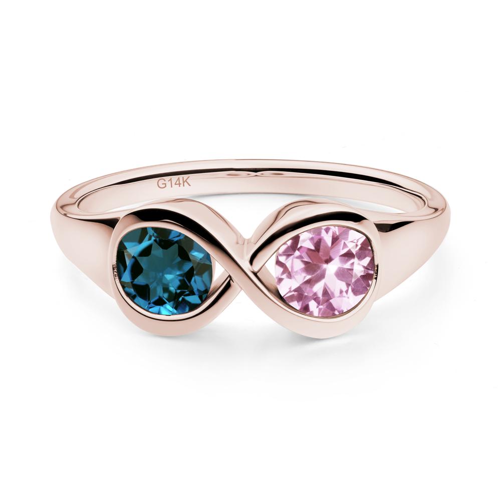 London Blue Topaz and Pink Sapphire Toi Et Moi Infinity Ring - LUO Jewelry #metal_14k rose gold