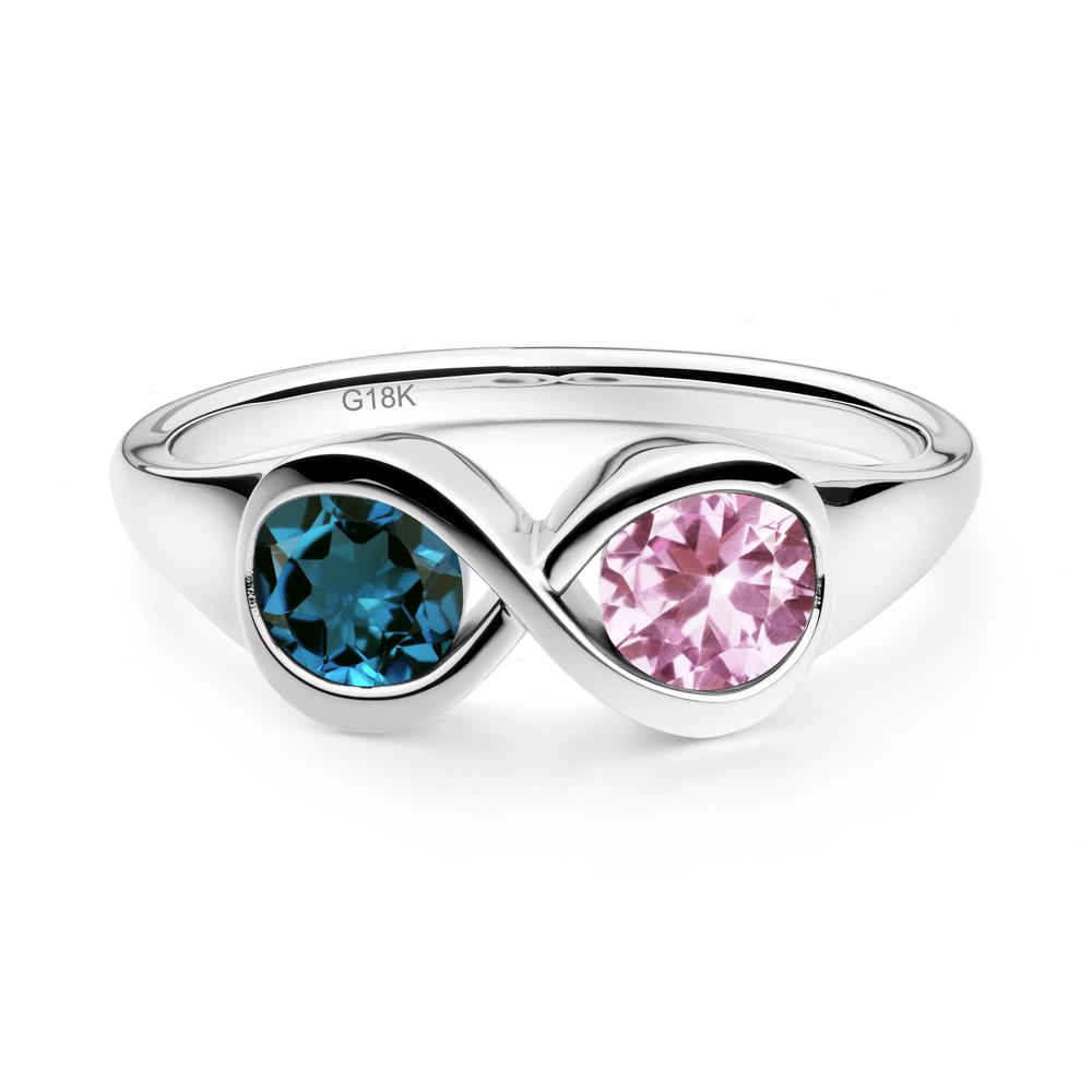 London Blue Topaz and Pink Sapphire Toi Et Moi Infinity Ring - LUO Jewelry #metal_18k white gold