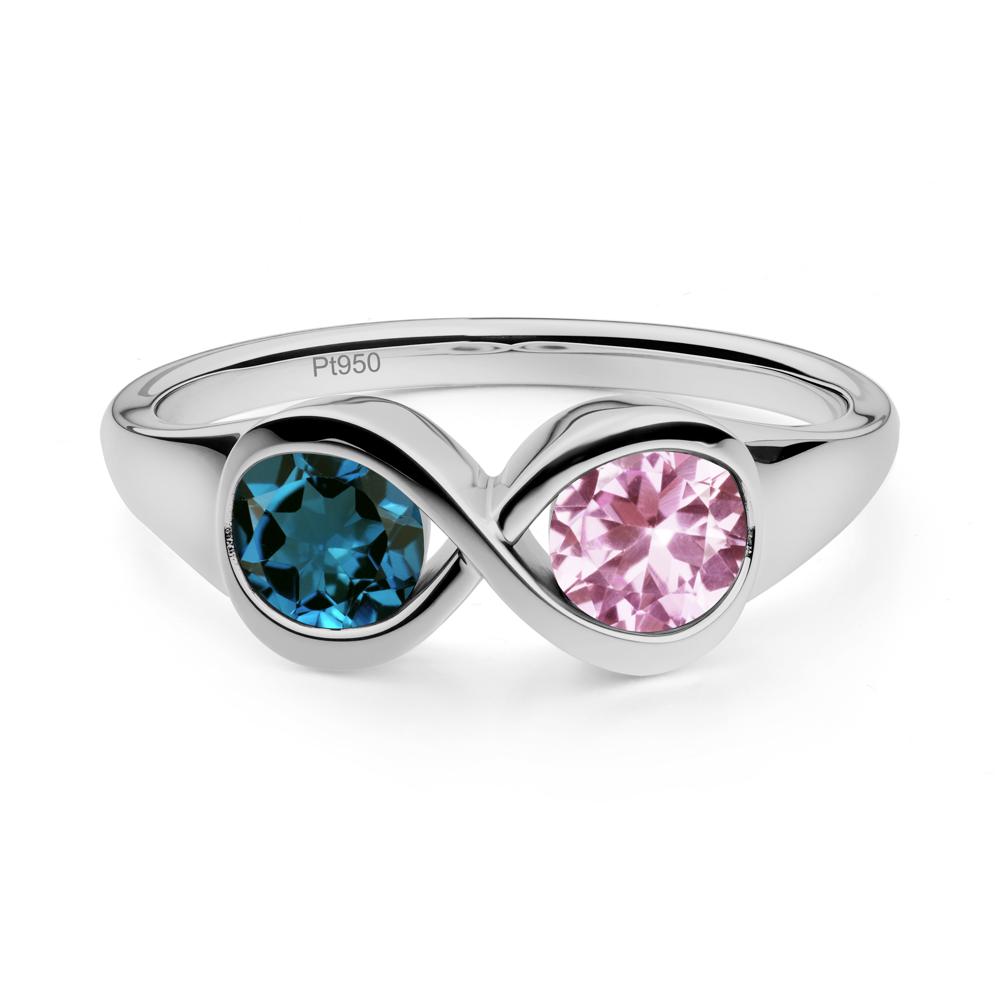London Blue Topaz and Pink Sapphire Toi Et Moi Infinity Ring - LUO Jewelry #metal_platinum