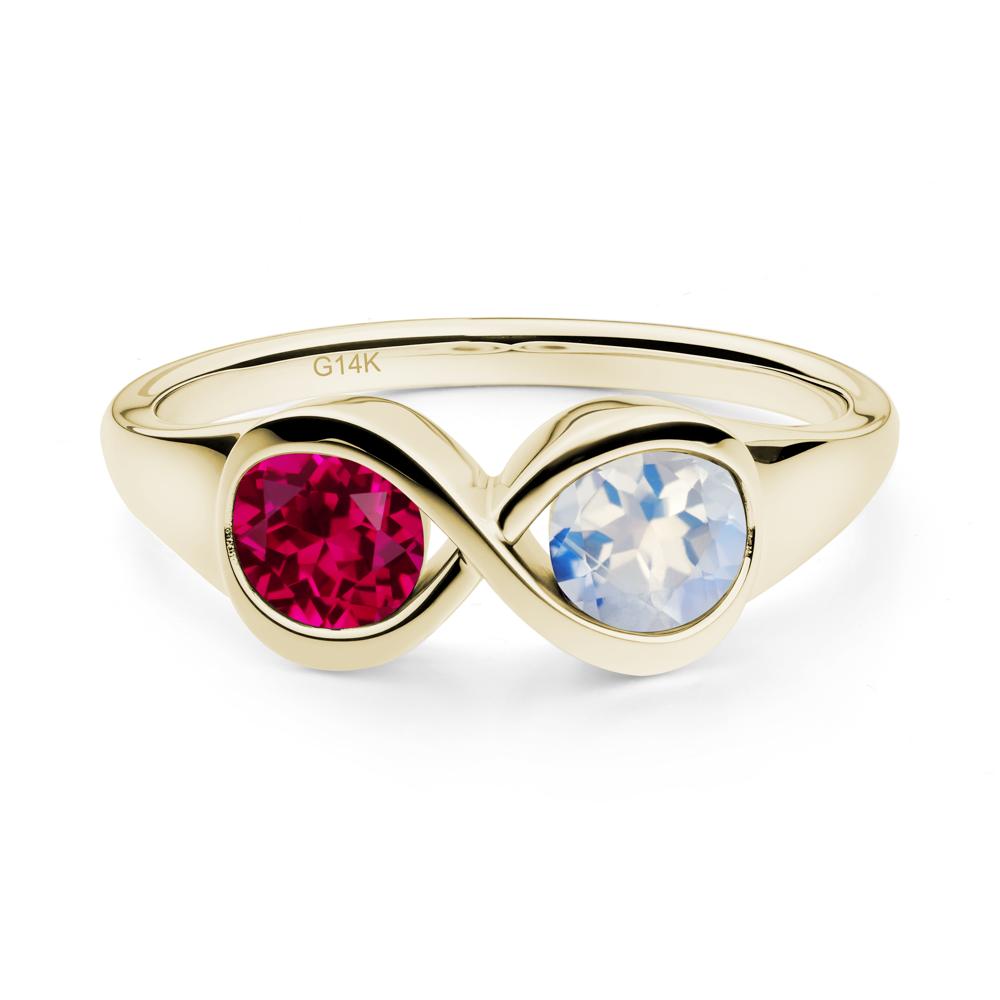 Moonstone and Ruby Toi Et Moi Infinity Ring - LUO Jewelry #metal_14k yellow gold
