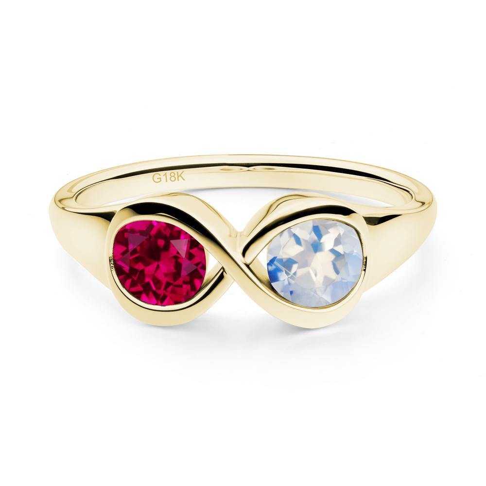 Moonstone and Ruby Toi Et Moi Infinity Ring - LUO Jewelry #metal_18k yellow gold