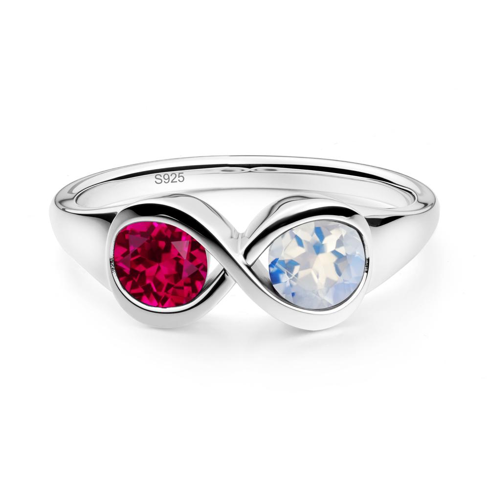 Moonstone and Ruby Toi Et Moi Infinity Ring - LUO Jewelry #metal_sterling silver