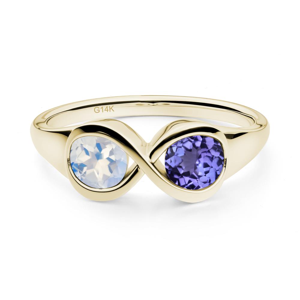 Moonstone and Tanzanite Toi Et Moi Infinity Ring - LUO Jewelry #metal_14k yellow gold