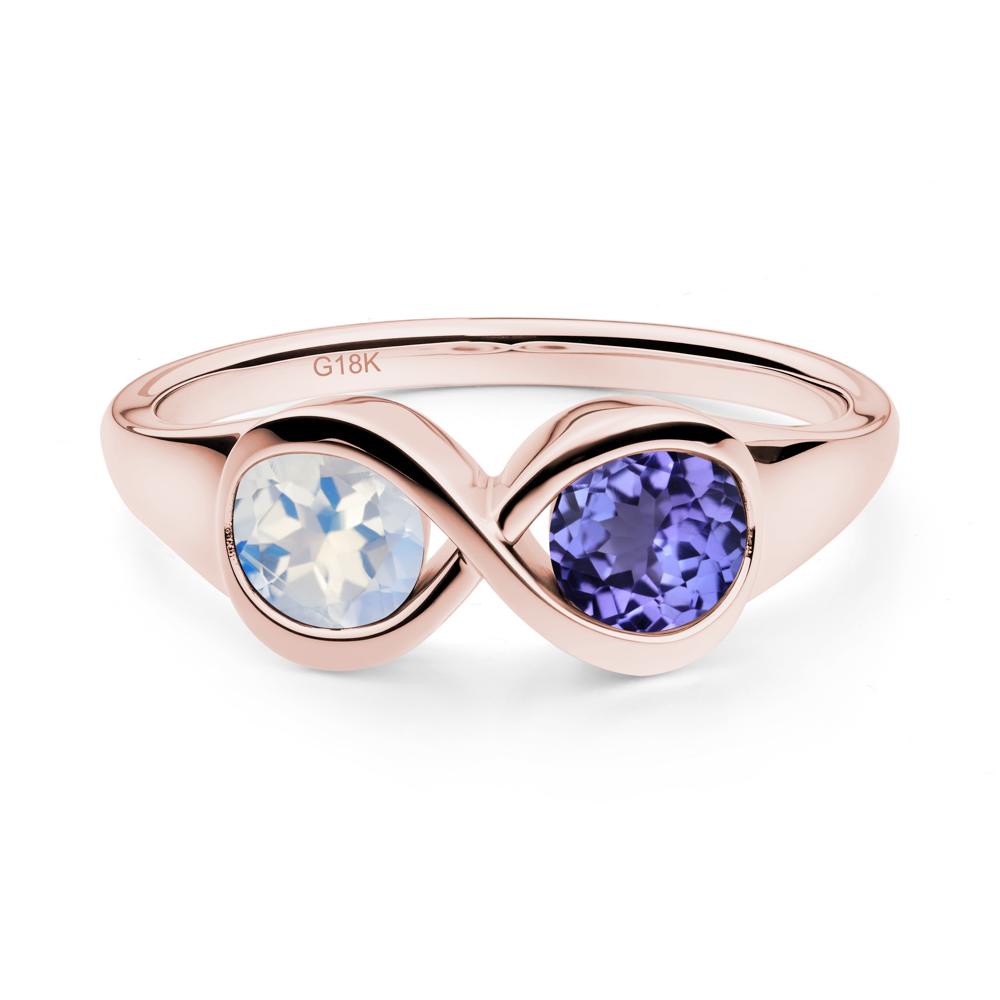 Moonstone and Tanzanite Toi Et Moi Infinity Ring - LUO Jewelry #metal_18k rose gold