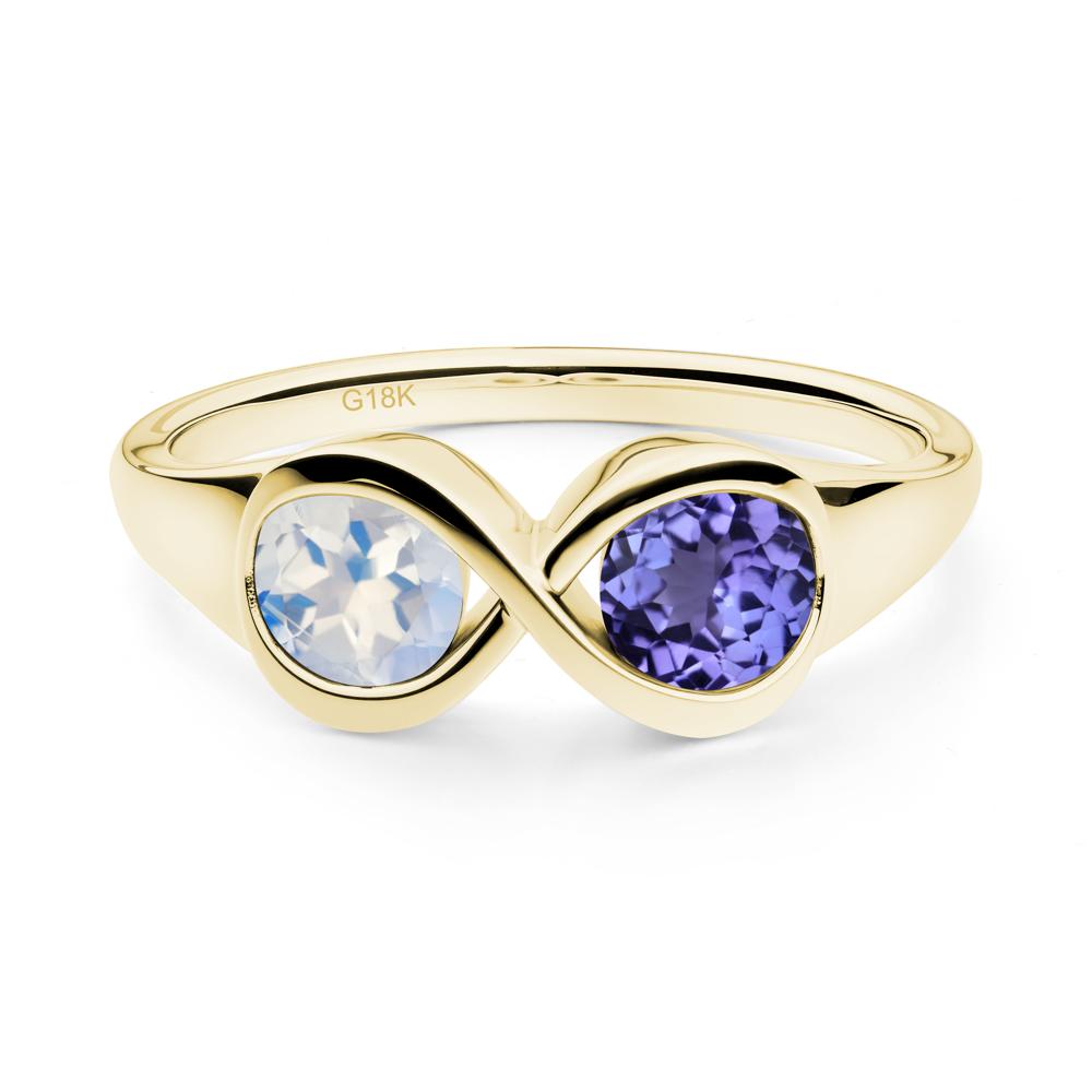 Moonstone and Tanzanite Toi Et Moi Infinity Ring - LUO Jewelry #metal_18k yellow gold