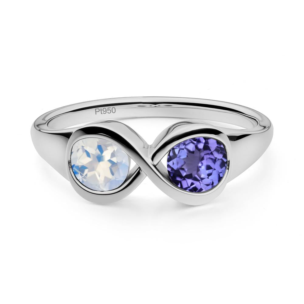 Moonstone and Tanzanite Toi Et Moi Infinity Ring - LUO Jewelry #metal_platinum