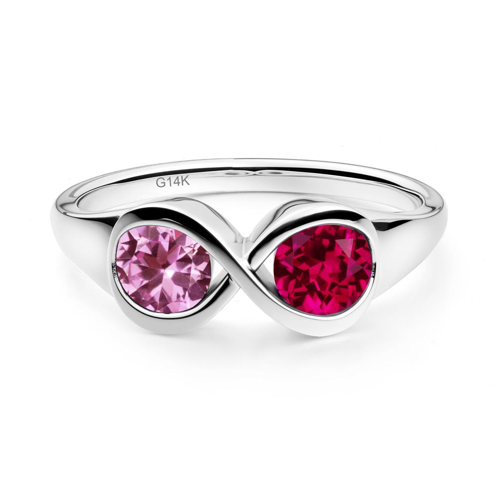 Pink Sapphire and Ruby Toi Et Moi Infinity Ring - LUO Jewelry #metal_14k white gold