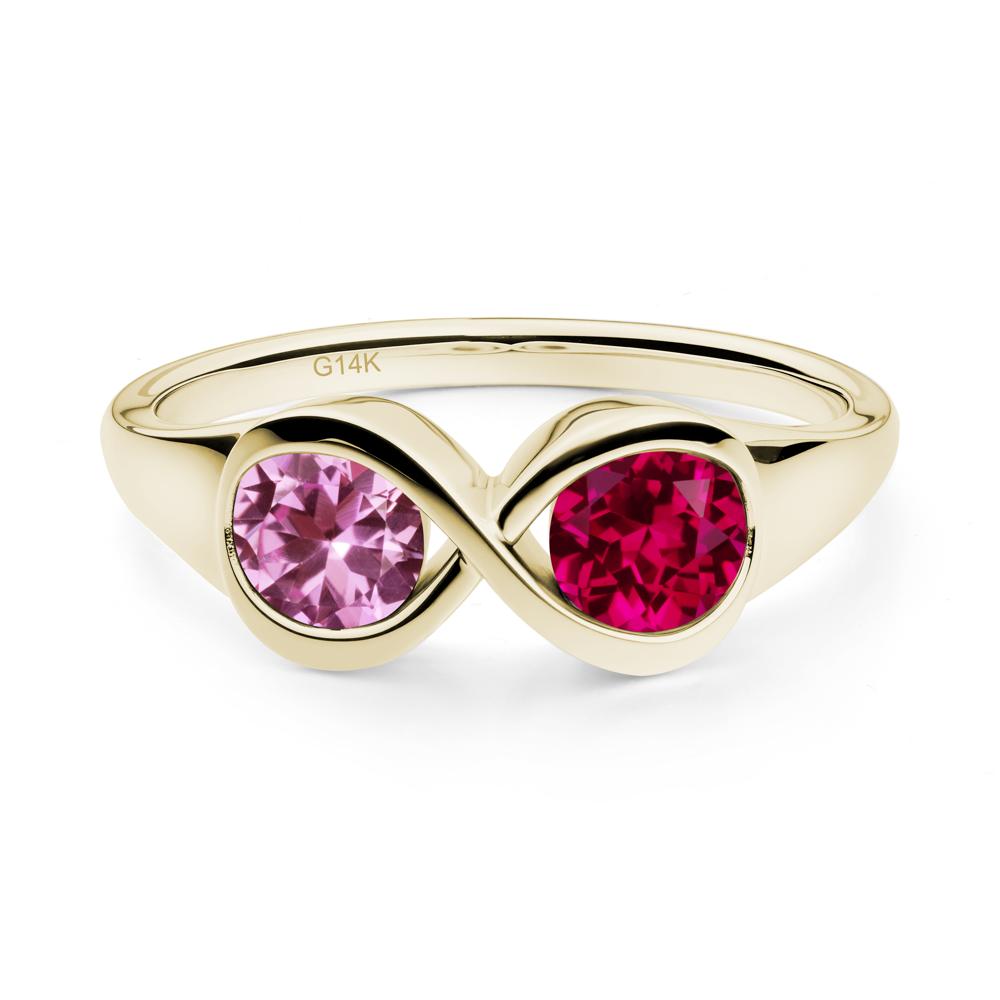 Pink Sapphire and Ruby Toi Et Moi Infinity Ring - LUO Jewelry #metal_14k yellow gold