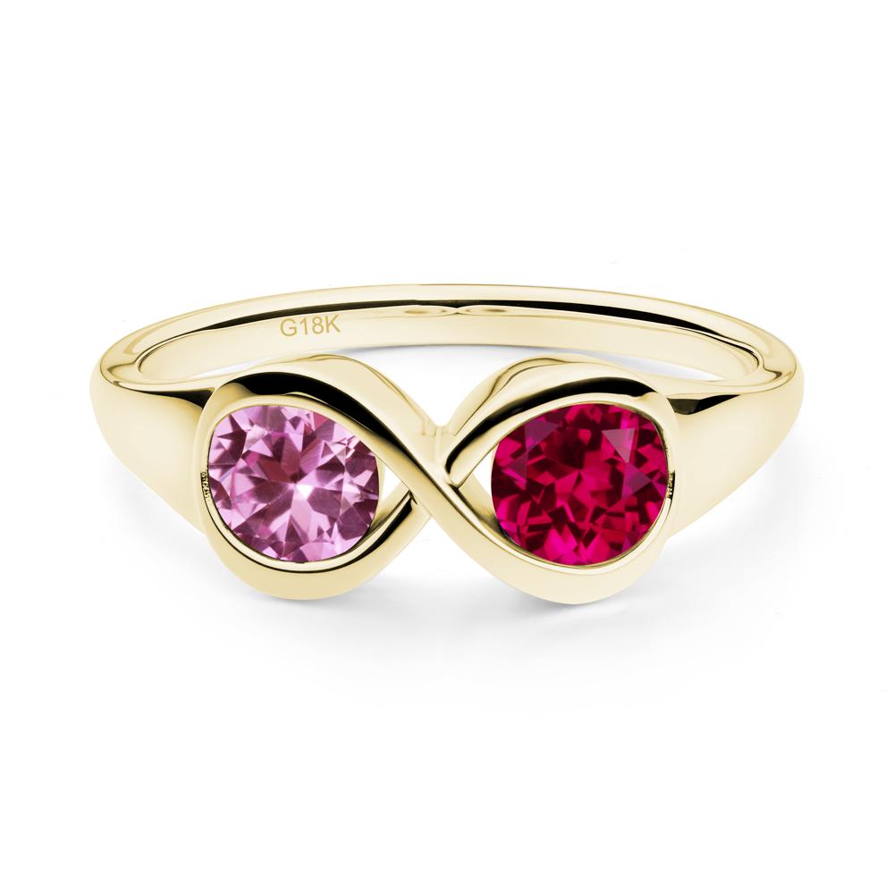 Pink Sapphire and Ruby Toi Et Moi Infinity Ring - LUO Jewelry #metal_18k yellow gold