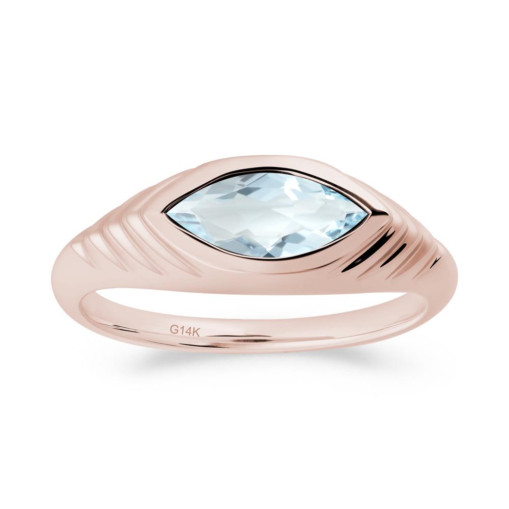 Bezel Set Marquise Aquamarine Ring - LUO Jewelry #metal_14k rose gold