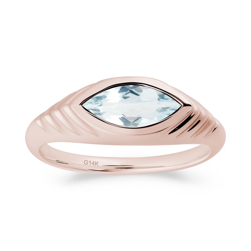 Bezel Set Marquise Aquamarine Ring - LUO Jewelry #metal_14k rose gold