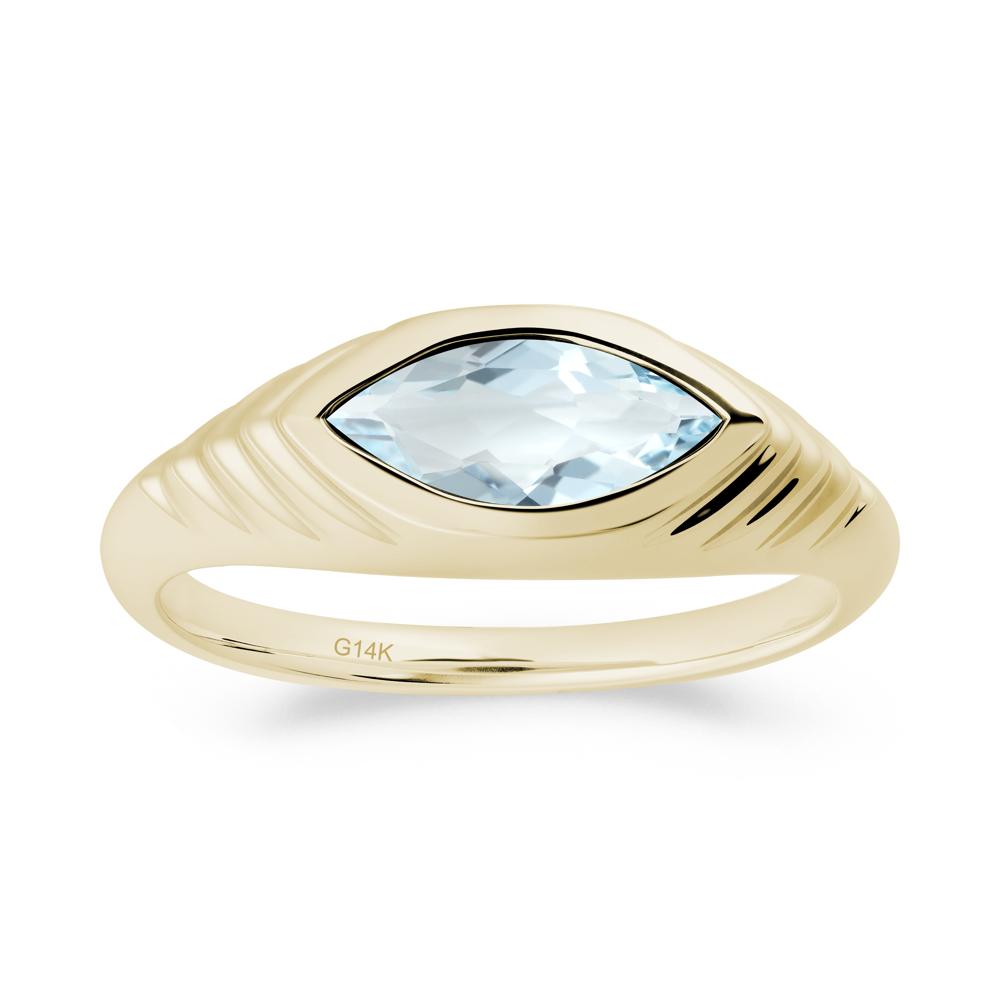 Bezel Set Marquise Aquamarine Ring - LUO Jewelry #metal_14k yellow gold