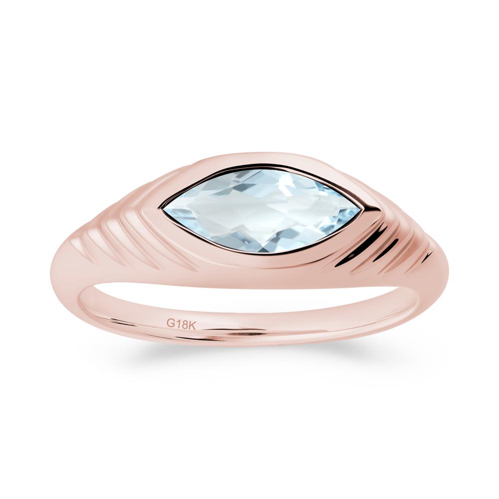 Bezel Set Marquise Aquamarine Ring - LUO Jewelry #metal_18k rose gold