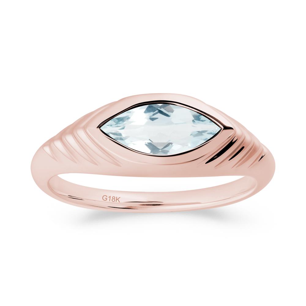 Bezel Set Marquise Aquamarine Ring - LUO Jewelry #metal_18k rose gold