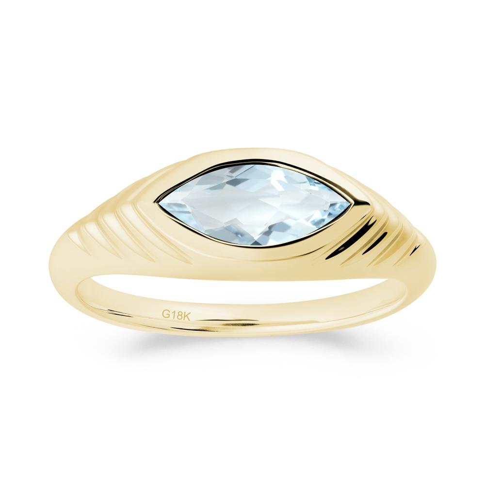 Bezel Set Marquise Aquamarine Ring - LUO Jewelry #metal_18k yellow gold